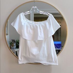 Michael Kors White Ruffled Off-Shoulder Blouse